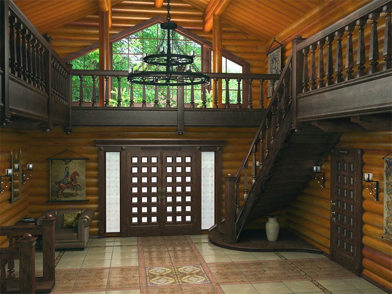 Интерьер деревянного дома в стиле средневекового замка Amurles.ru