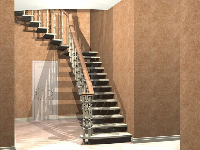 Дизайн-проект 3D деревянной лестницы частного дома Amurles.ru